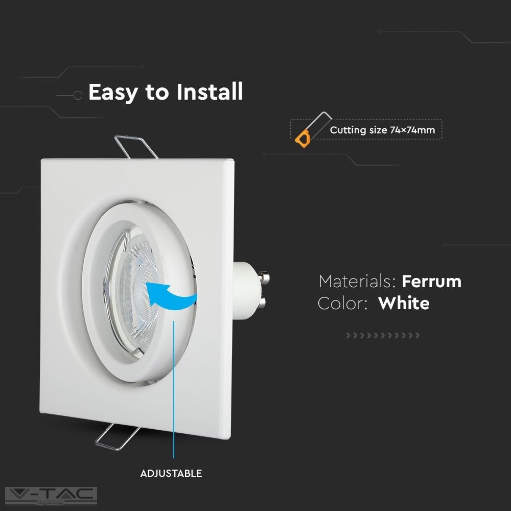 GU10 billenthető keret szögletes fehér - 3472 GU10 billenthető keret szögletes fehér - 3472