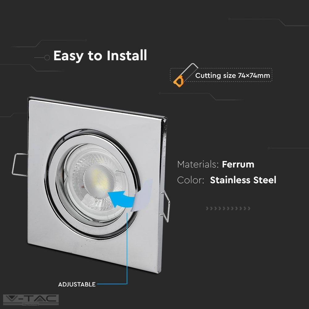 GU10 billenthető keret szögletes króm - 3474 GU10 billenthető keret szögletes króm - 3474