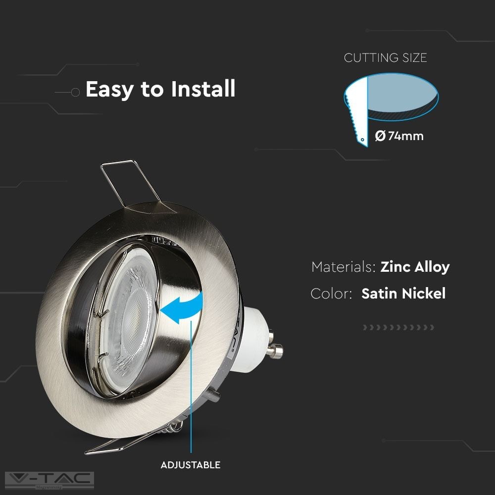 GU10 billenthető beépítőkeret nikkel - 3588 GU10 billenthető beépítőkeret nikkel - 3588