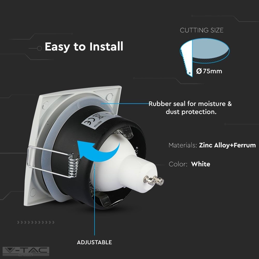 GU10 keret fehér szögletes IP54 - 3615 GU10 keret fehér szögletes IP54 - 3615