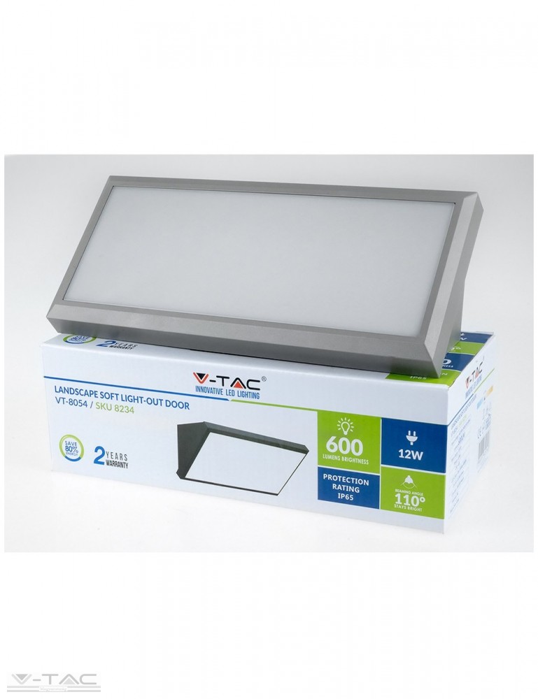 www.helloled.hu V-Tac 12W Kültéri fali lámpa szürke IP65