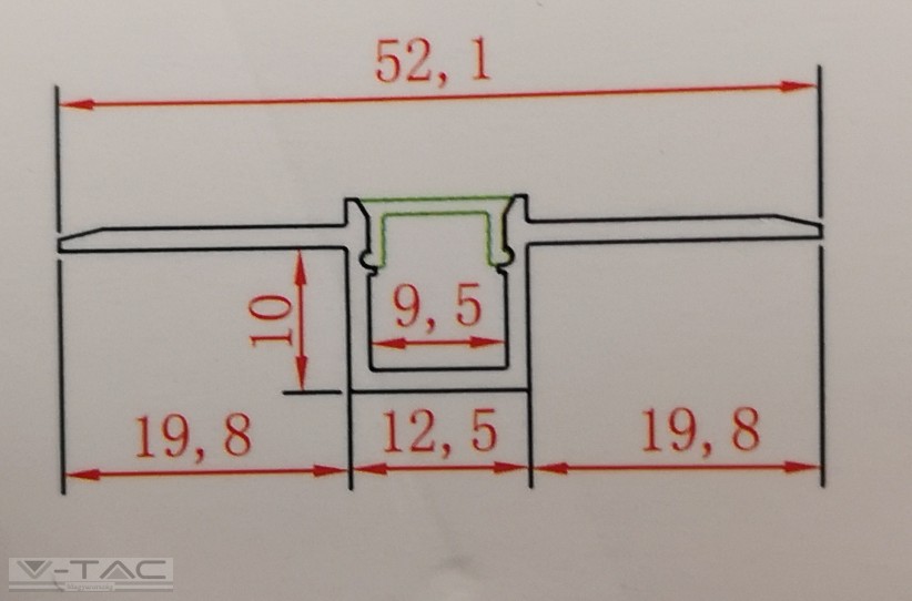 Alumínium profil, falba süllyeszthető keskeny 2 méter - 3360 Alumínium profil, falba süllyeszthető keskeny 2 méter - 3360