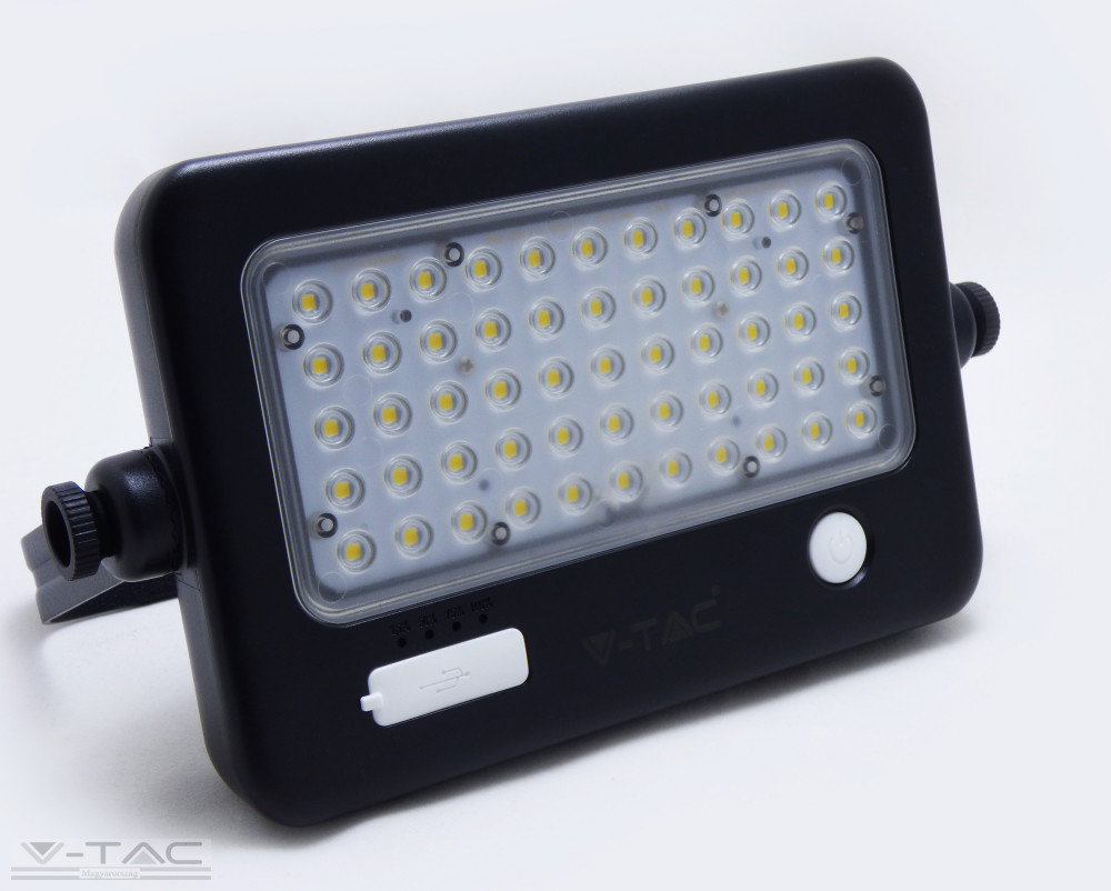 10W LED napelemes hordozható reflektor fekete 7200mAH 4000K - 8674 10W LED napelemes hordozható reflektor fekete 7200mAH 4000K - 8674
