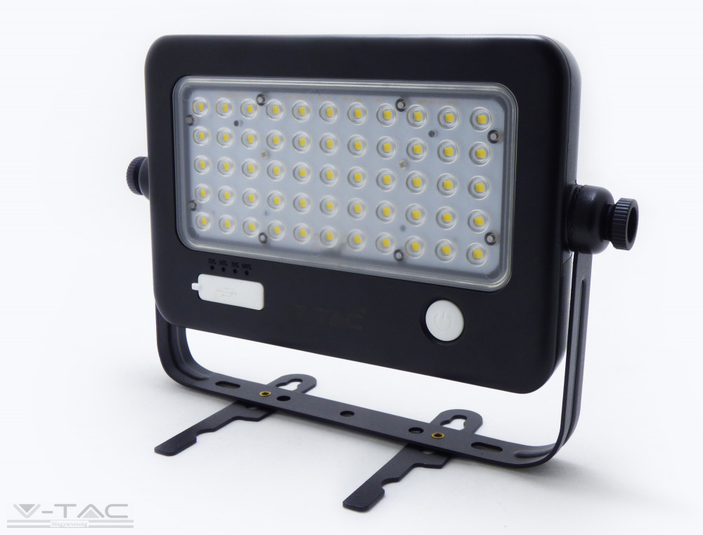 10W LED napelemes hordozható reflektor fekete 7200mAH 4000K - 8674 10W LED napelemes hordozható reflektor fekete 7200mAH 4000K - 8674