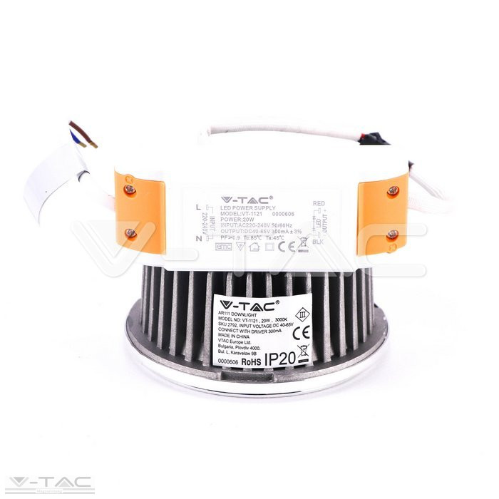 20W AR111 LED spotlámpa 40°/20° ezüst 4000K - 2793 20W AR111 LED spotlámpa 40°/20° ezüst 4000K - 2793