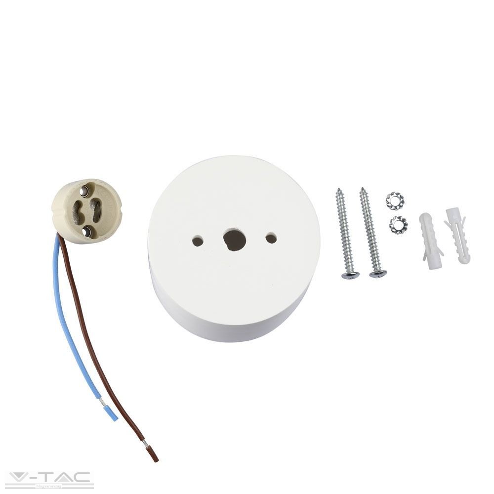 Felületre szerelhető GU10 gipsz keret fehér kör - 3665 Felületre szerelhető GU10 gipsz keret fehér kör - 3665