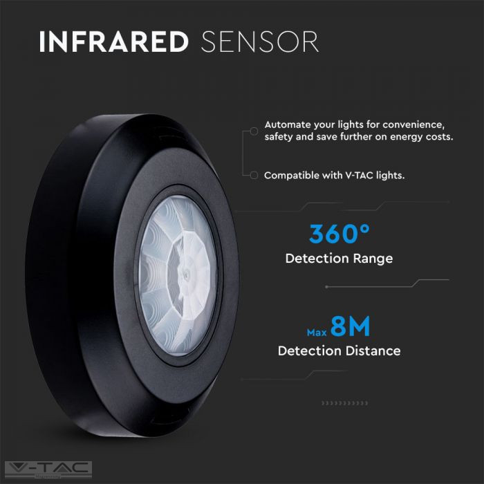 Falon kívüli mennyezeti passzív infravörös mozgásérzékelő fekete IP20 - 6607 Falon kívüli mennyezeti passzív infravörös mozgásérzékelő fekete IP20 - 6607