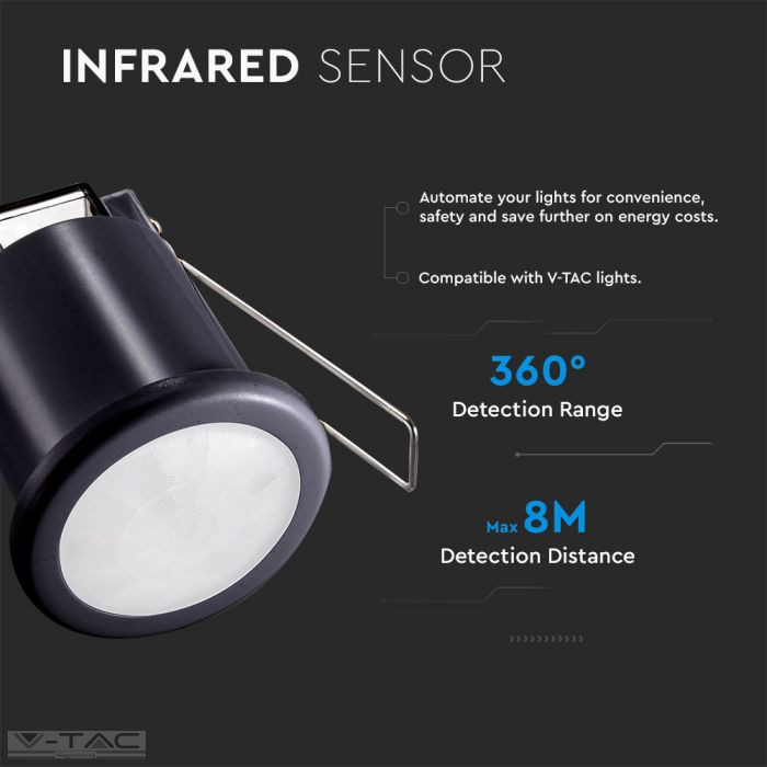 Beépíthető fekete mennyezeti passzív infravörös mozgásérzékelő fix IP20 - 6609 Beépíthető fekete mennyezeti passzív infravörös mozgásérzékelő fix IP20 - 6609