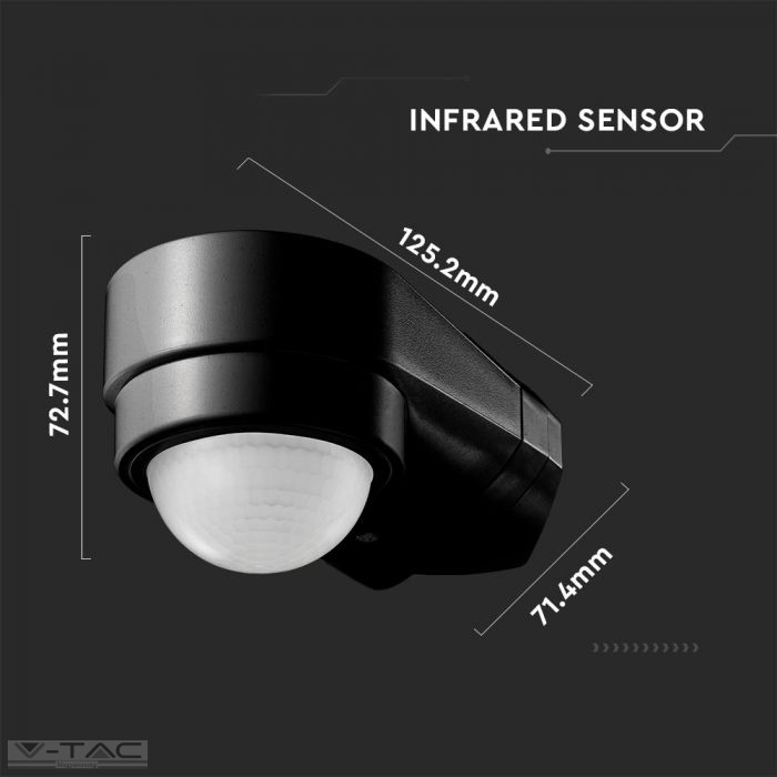 Infravörös Sarokba szerelhető mozgásérzékelő fekete IP65 - 6612 Infravörös Sarokba szerelhető mozgásérzékelő fekete IP65 - 6612