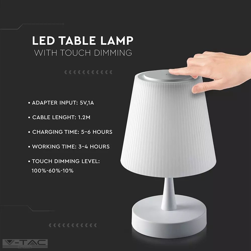 5W LED újratölthető asztali lámpa fehér - 8930 5W LED újratölthető asztali lámpa fehér - 8930