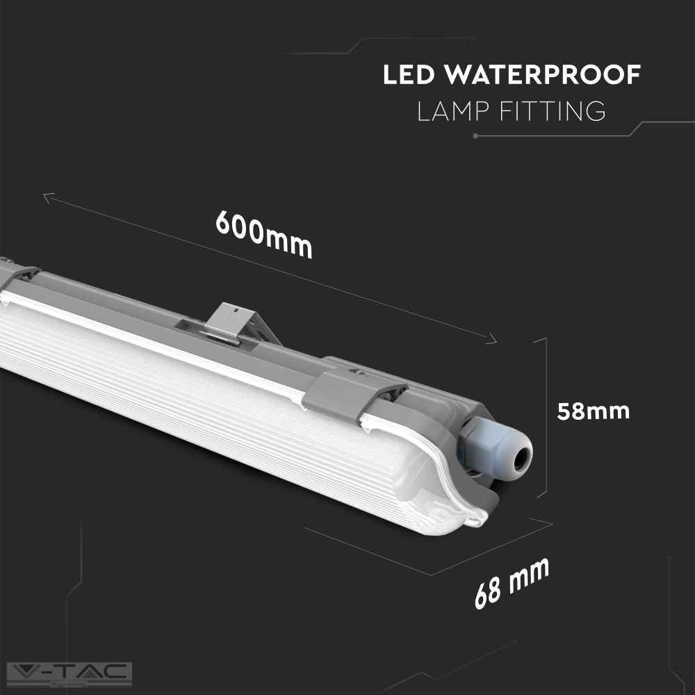 10W Vízmentes armatúra 60 cm LED fénycsővel IP65 10W Vízmentes armatúra 60 cm LED fénycsővel IP65