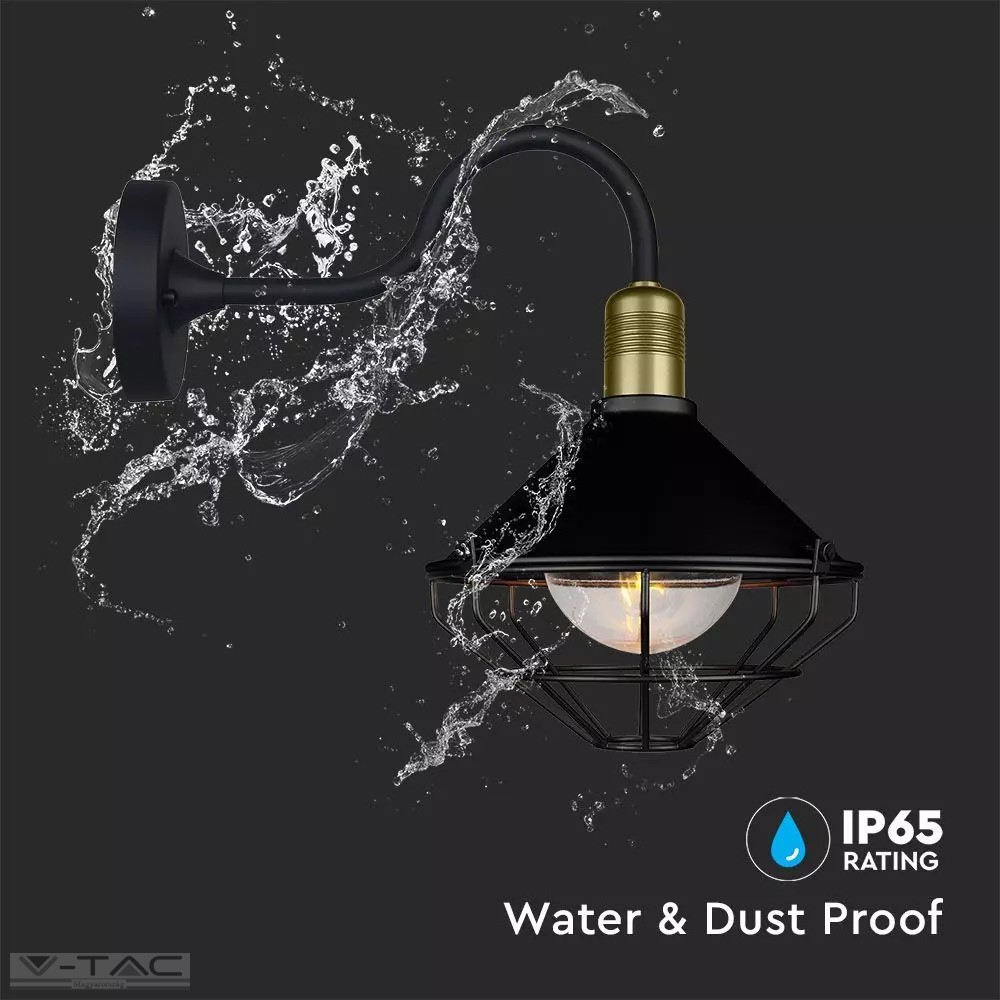 E27 foglalattal ellátott fekete falikar IP65 - 8972 E27 foglalattal ellátott fekete falikar IP65 - 8972