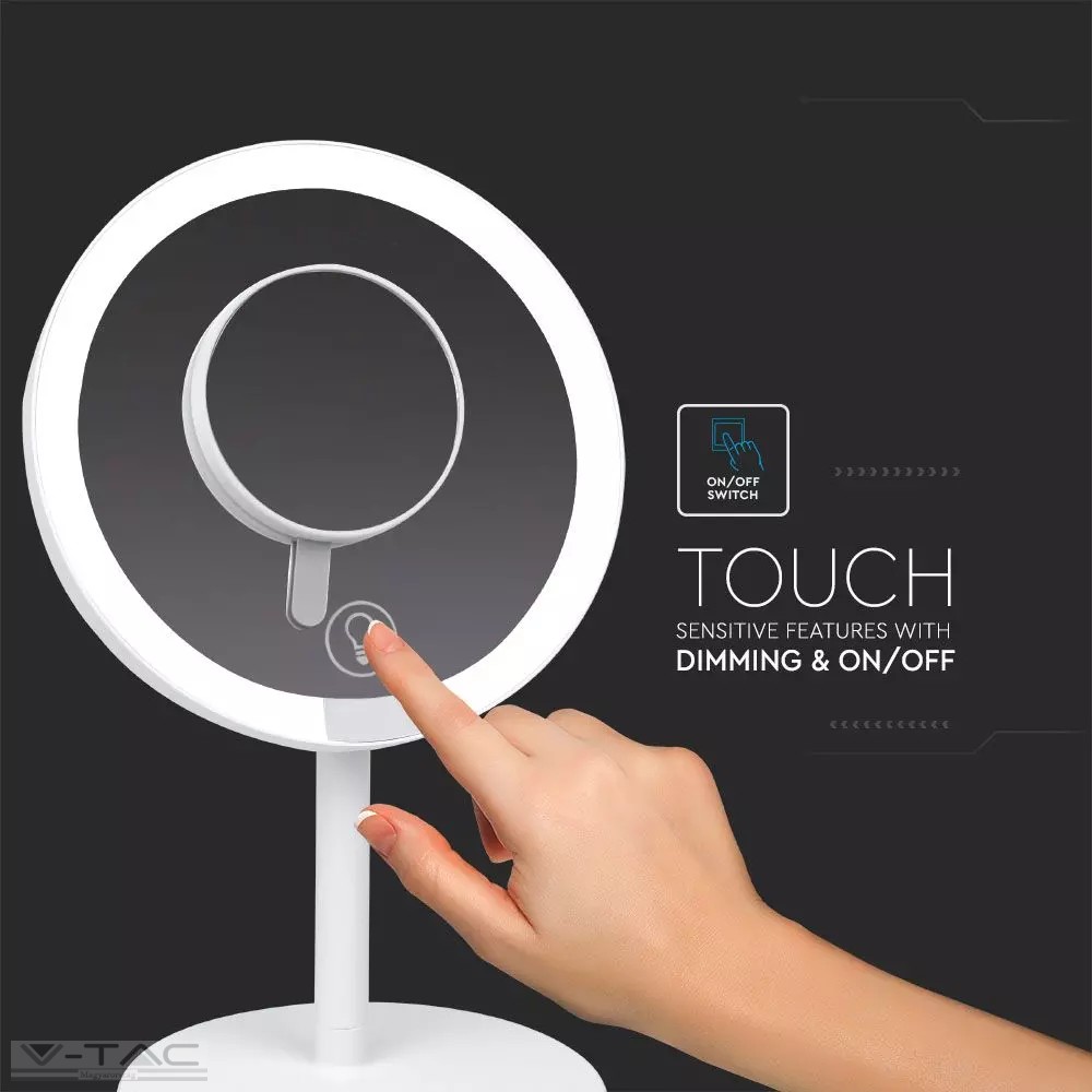 5W LED-es újratölthető sminktükör mágneses nagyító tükörrel - 8931 5W LED-es újratölthető sminktükör mágneses nagyító tükörrel - 8931