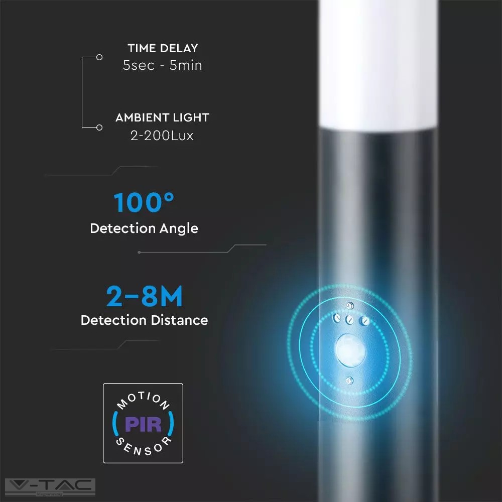 Fekete kerti álló lámpatest E27 foglalattal beépített mozgásérzékelővel IP44 - 8976 Fekete kerti álló lámpatest E27 foglalattal beépített mozgásérzékelővel IP44 - 8976