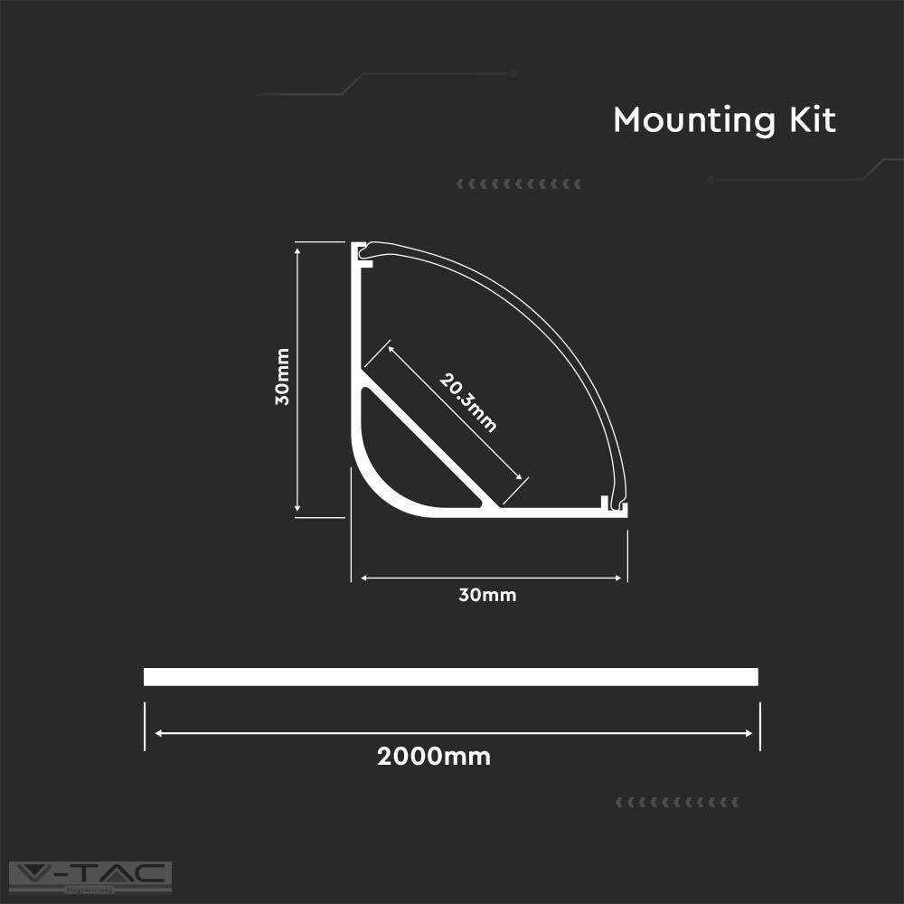 Alumínium sarok profil 2 méter tejfehér fedlappal - 3363 Alumínium sarok profil 2 méter tejfehér fedlappal - 3363