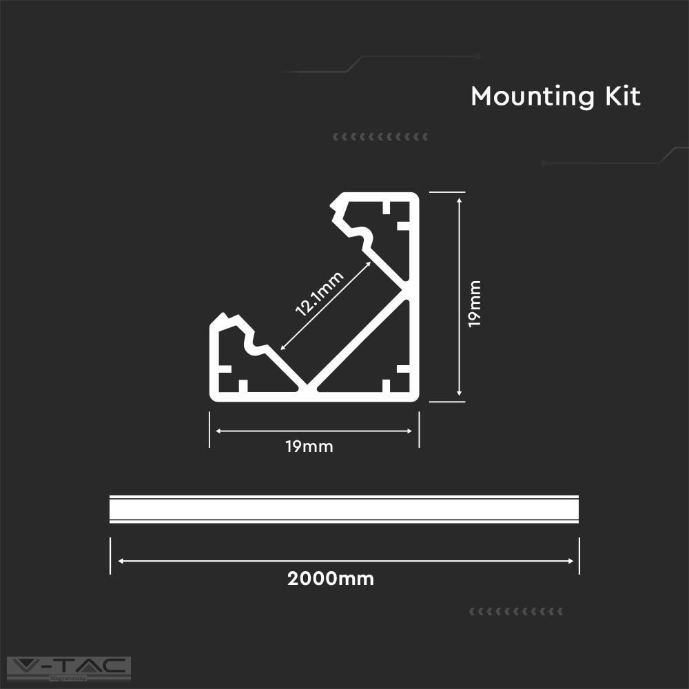 Alumínium sarok profil 2 méter tejfehér fedlappal - 3364 Alumínium sarok profil 2 méter tejfehér fedlappal - 3364