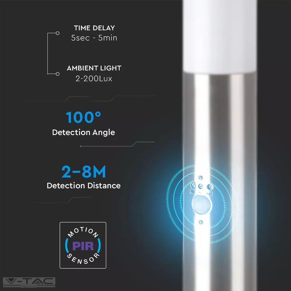 Ezüst rögzíthető kerti mozgásérzékelős álló lámpatest E27 foglalattal acél váz IP44 - 8960 Ezüst rögzíthető kerti mozgásérzékelős álló lámpatest E27 foglalattal acél váz IP44 - 8960