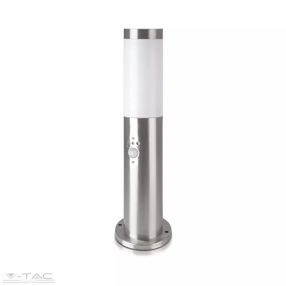 Ezüst rögzíthető kerti mozgásérzékelős álló lámpatest E27 foglalattal acél váz IP44 - 8964 Ezüst rögzíthető kerti mozgásérzékelős álló lámpatest E27 foglalattal acél váz IP44 - 8964