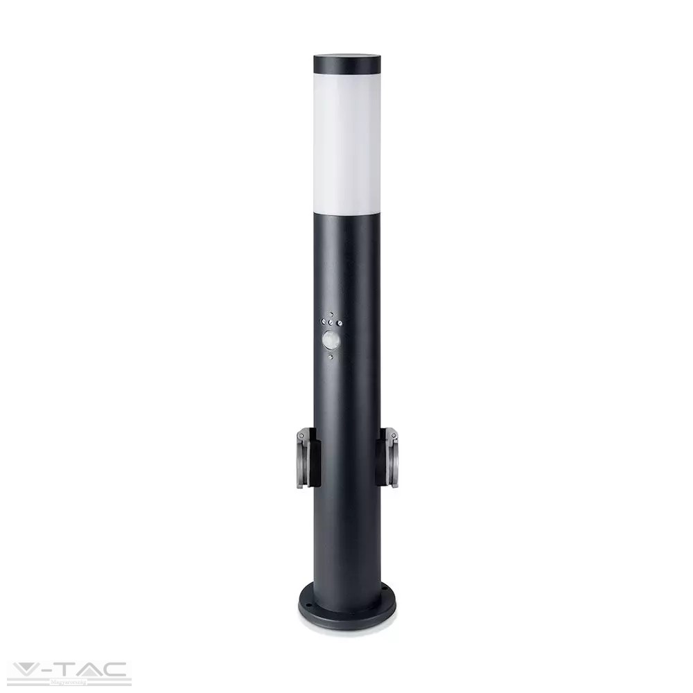 8979 Fekete kerti mozgásérzékelős álló lámpatest E27 foglalattal, 220V dugalj, acél váz IP44 - 8979