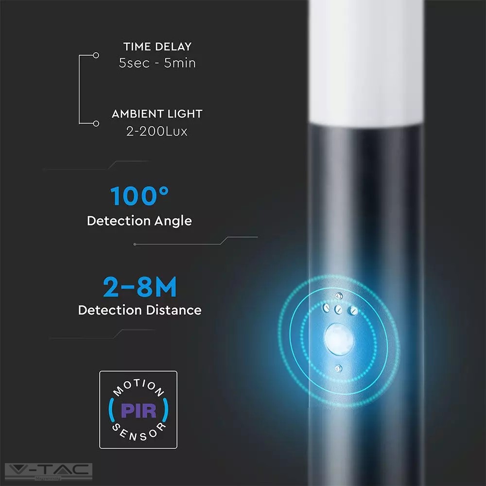 Fekete kerti mozgásérzékelős álló lámpatest E27 foglalattal, 220V dugalj, acél váz IP44 - 8979 Fekete kerti mozgásérzékelős álló lámpatest E27 foglalattal, 220V dugalj, acél váz IP44 - 8979