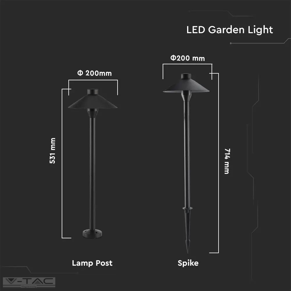 7W 2in1 fekete kerti lámpa IP65 7W 2in1 fekete kerti lámpa IP65