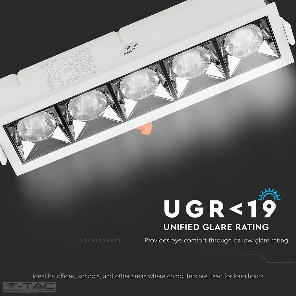 20W LED lineár mélysugárzó fehér Samsung chip CRI>90 UGR 20W LED lineár mélysugárzó fehér Samsung chip CRI>90 UGR