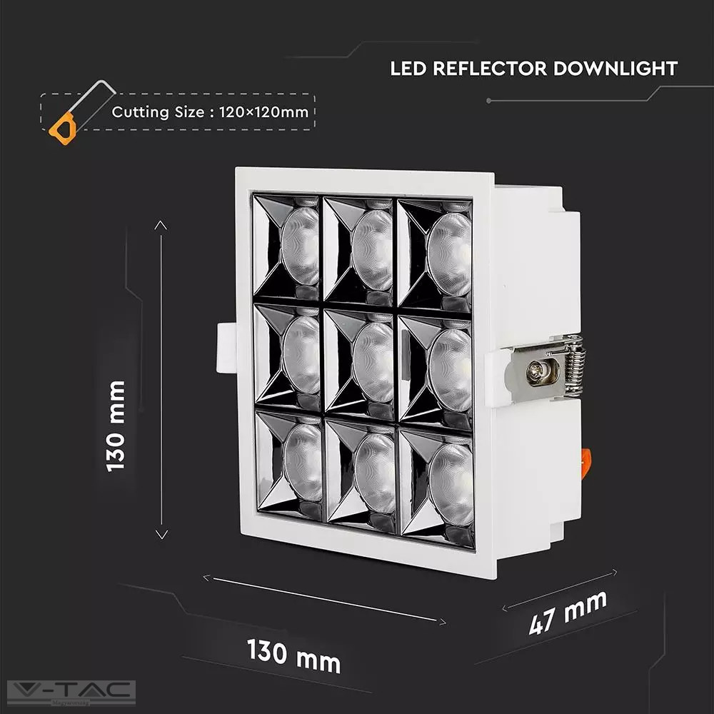 36W LED mélysugárzó fehér Samsung chip CRI>90 UGR<19 36W LED mélysugárzó fehér Samsung chip CRI>90 UGR