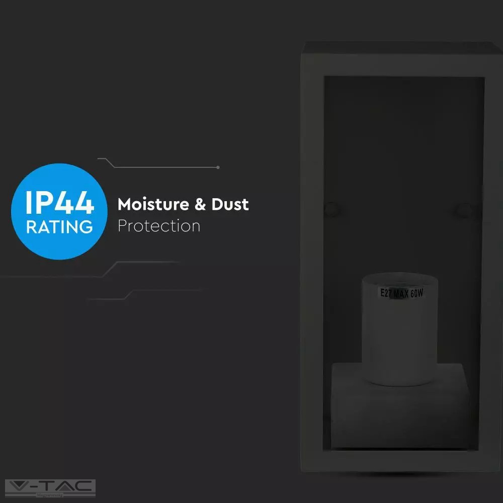 Fekete szögletes fali lámpa E27 foglalattal - 8517 Fekete szögletes fali lámpa E27 foglalattal - 8517