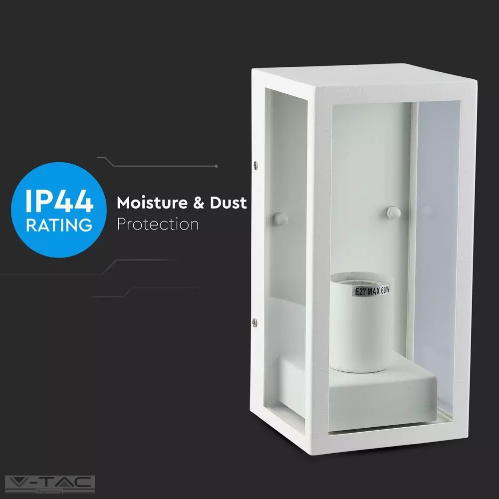 Fehér szögletes fali lámpa E27 foglalattal - 8518 Fehér szögletes fali lámpa E27 foglalattal - 8518