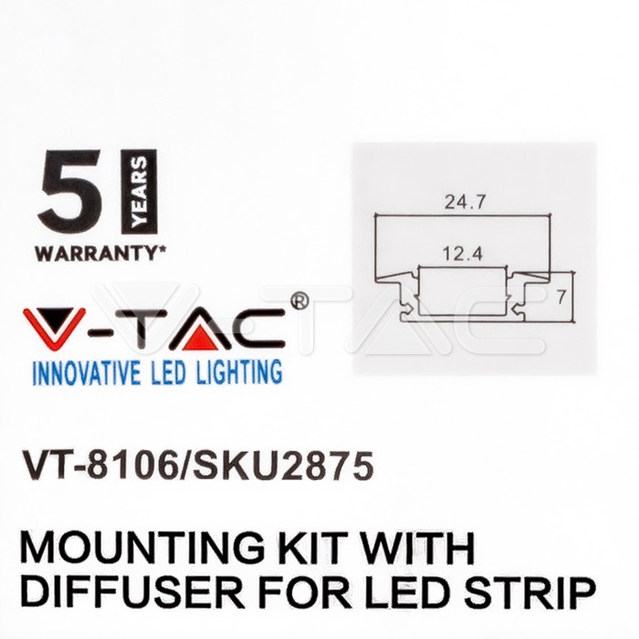 Fekete profil LED szalaghoz 2 méter fekete fedlappal süllyeszthető - 2875 Fekete profil LED szalaghoz 2 méter fekete fedlappal süllyeszthető - 2875