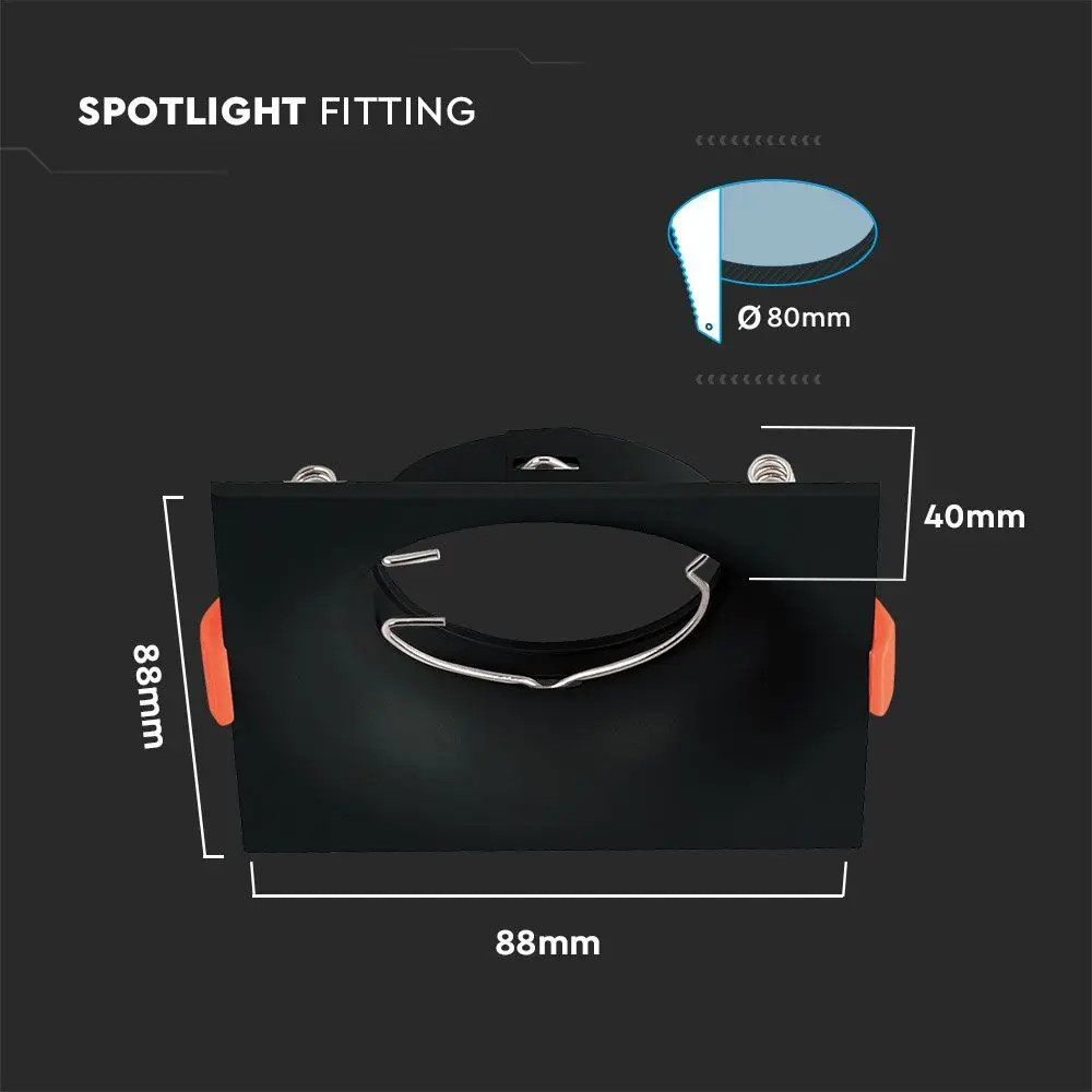 GU10 beépítőkeret fekete négyszög - 6635 GU10 beépítőkeret fekete négyszög - 6635