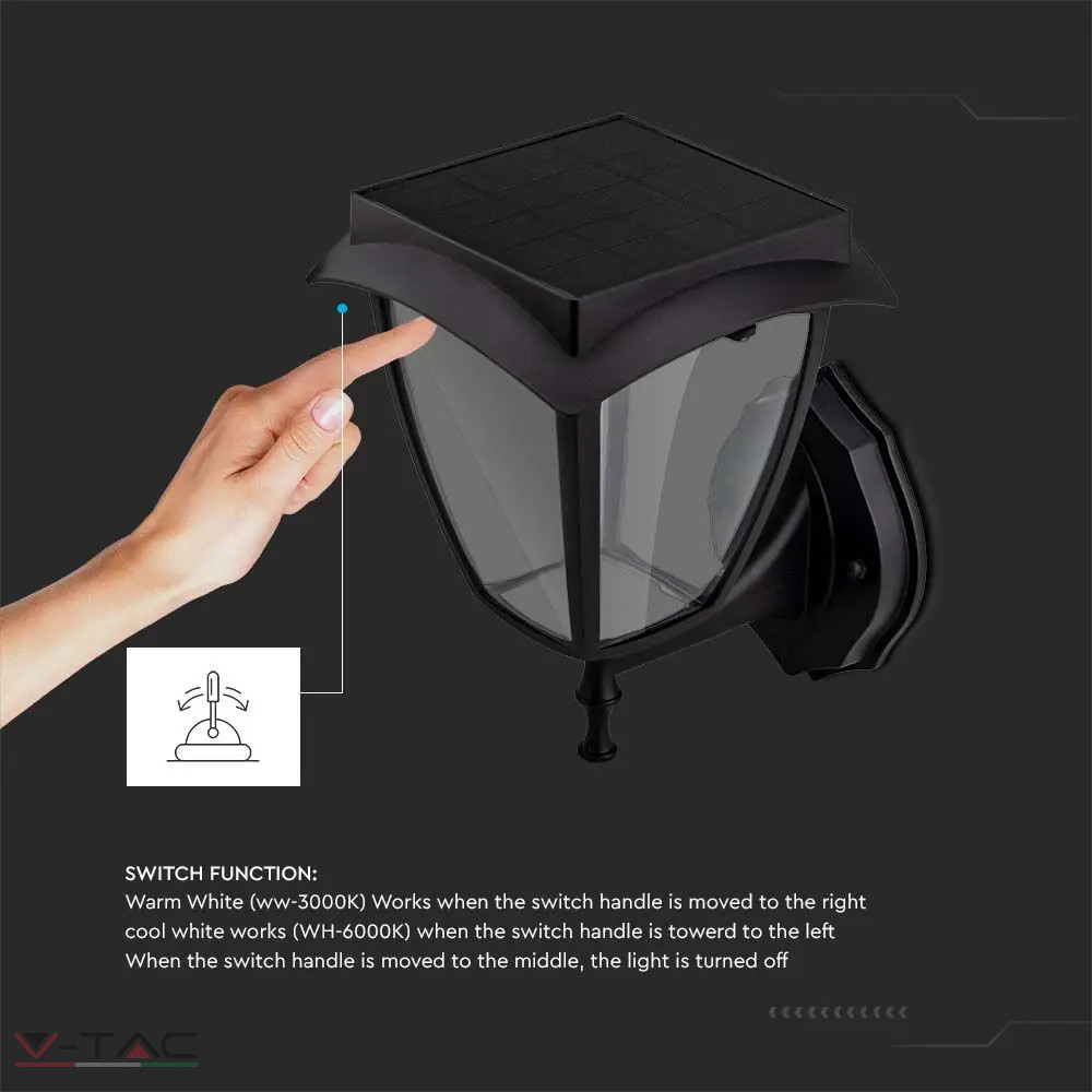 2W LED napelemes fali lámpatest CCT IP65 - 2889 2W LED napelemes fali lámpatest CCT IP65 - 2889