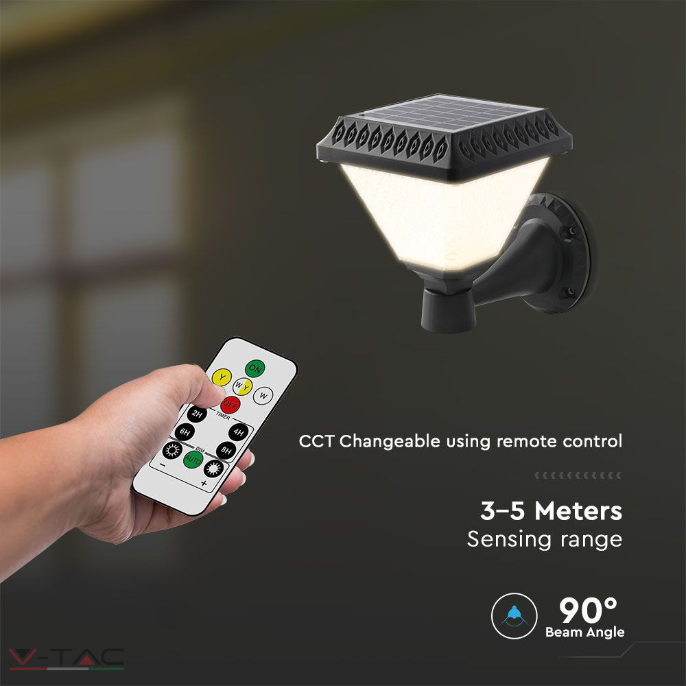 1W LED napelemes szögletes fali lámpatest CCT IP65 - 93578 1W LED napelemes szögletes fali lámpatest CCT IP65 - 93578