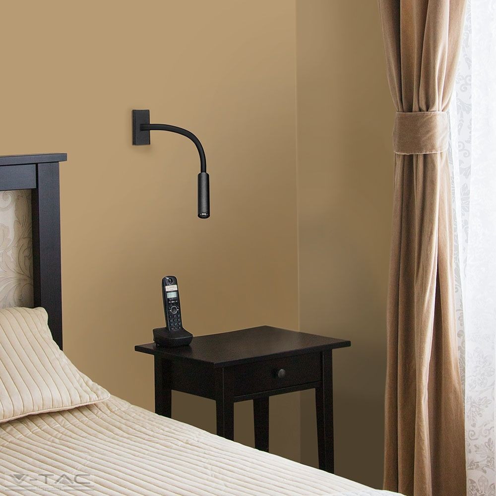 3W LED fali hajlítható olvasó lámpa 30° fekete 3W LED fali hajlítható olvasó lámpa 30° fekete