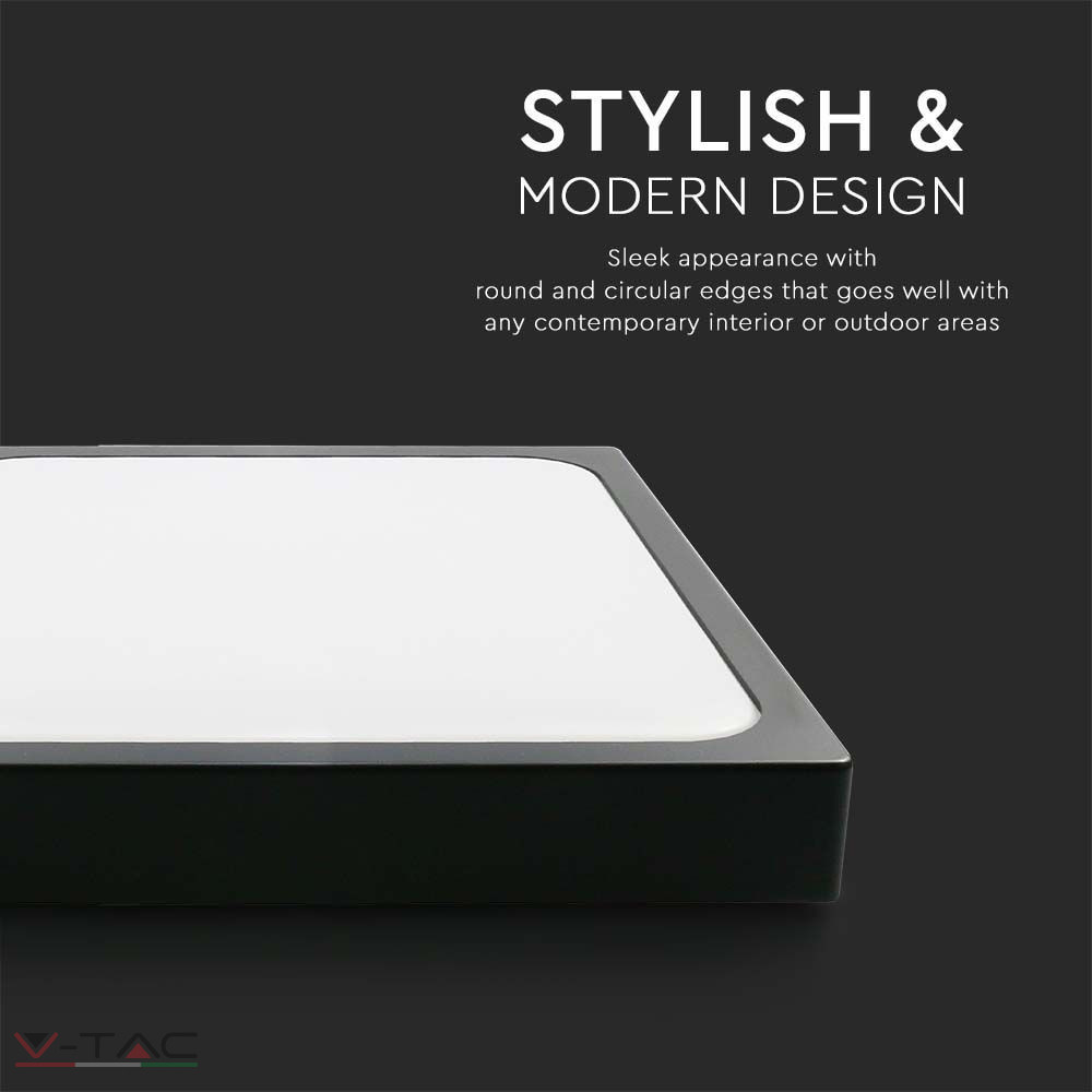 HelloLED V-Tac 18W Fekete LED Mennyezeti lámpa négyszög IP44 HelloLED V-Tac 18W Fekete LED Mennyezeti lámpa négyszög IP44