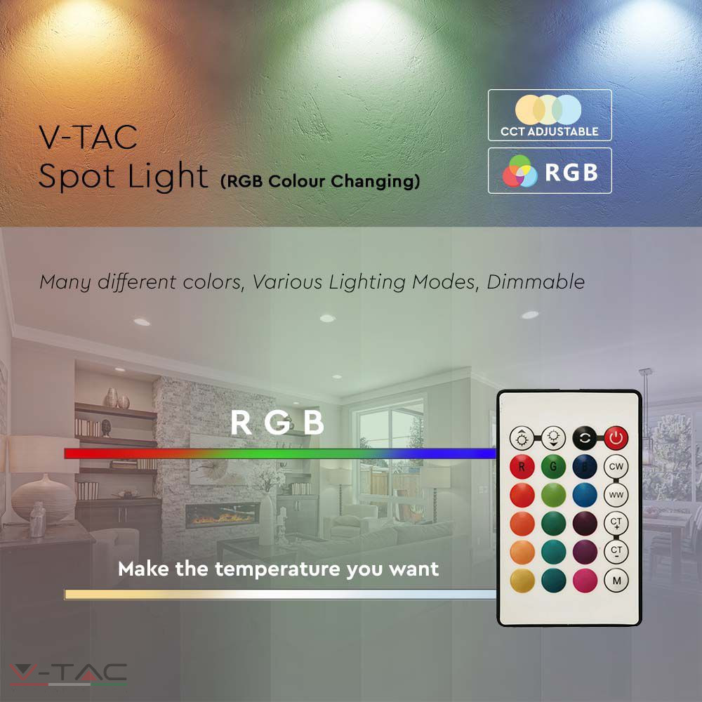 HelloLED V-Tac 4,8W Wifis LED spotlámpa GU10 opál 100° RGB + CCT - 2930 HelloLED V-Tac 4,8W Wifis LED spotlámpa GU10 opál 100° RGB + CCT - 2930
