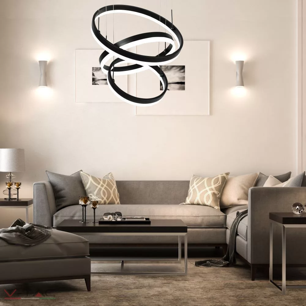 HelloLED 86W Fekete Design csillár 3 gyűrűs dimmelhető HelloLED 86W Fekete Design csillár 3 gyűrűs dimmelhető
