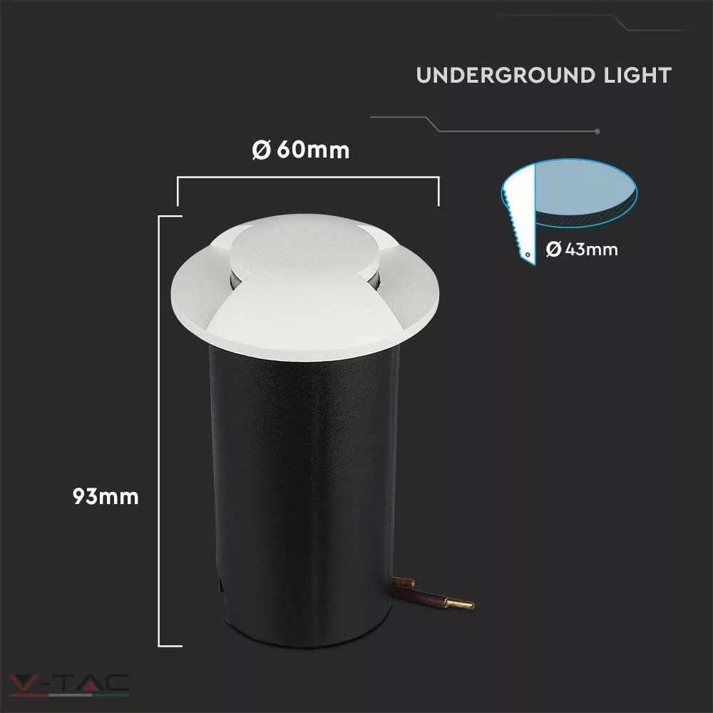 1W LED földbe süllyeszthető kétirányú talajlámpa fehér 3000K - 211465 V-TAC 1W LED földbe süllyeszthető kétirányú talajlámpa fehér 3000K - 211465 V-TAC