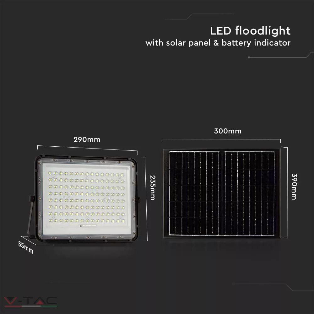 HelloLED 20W Napelemes fekete LED reflektor távirányítóval 4000K 16000 mAh - 7828 V-TAC HelloLED 20W Napelemes fekete LED reflektor távirányítóval 4000K 16000 mAh - 7828 V-TAC