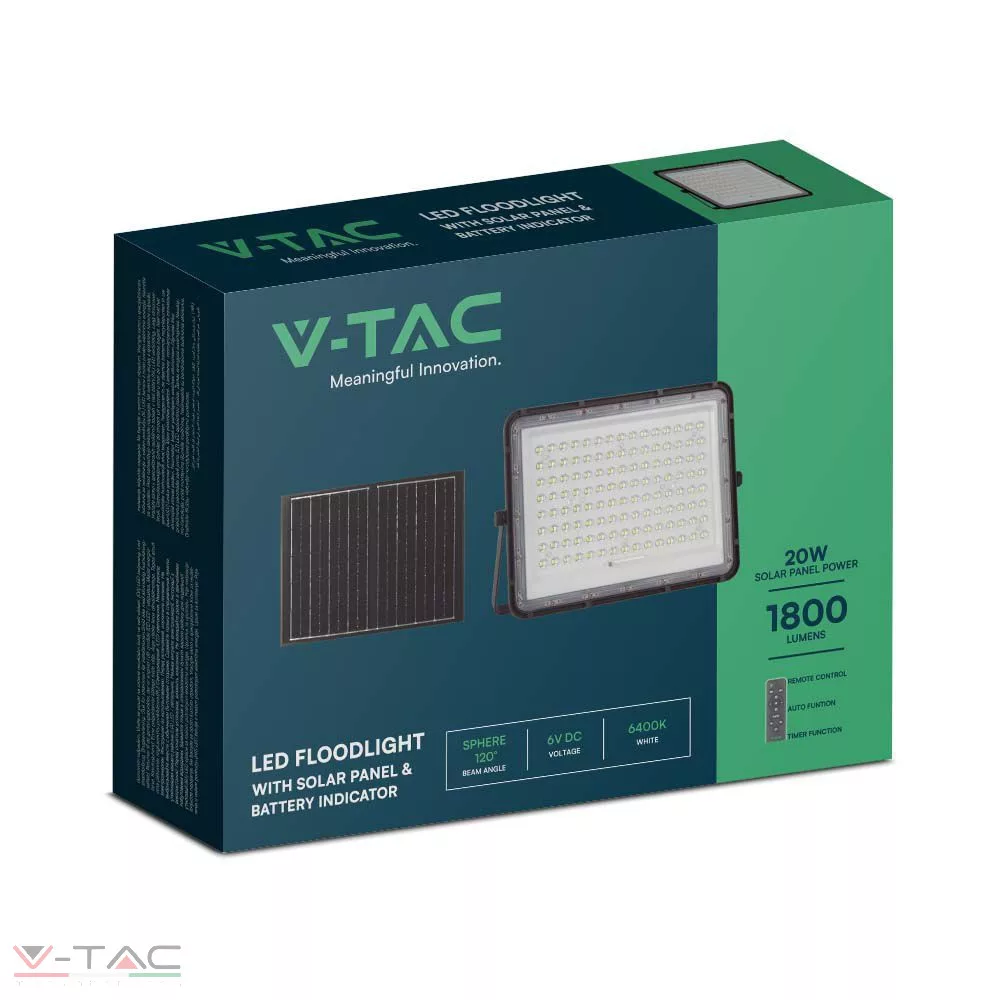 HelloLED 20W Napelemes fekete LED reflektor távirányítóval 4000K 16000 mAh - 7828 V-TAC HelloLED 20W Napelemes fekete LED reflektor távirányítóval 4000K 16000 mAh - 7828 V-TAC