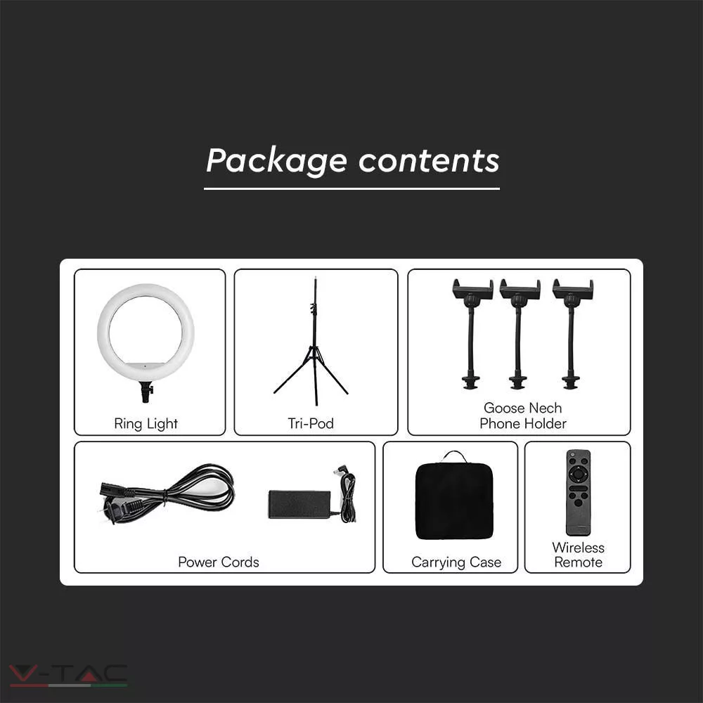 55W LED Selfie lámpa asztali 3 állvánnyal és távirányítóval 3200K-5800K - 23047 55W LED Selfie lámpa asztali 3 állvánnyal és távirányítóval 3200K-5800K - 23047