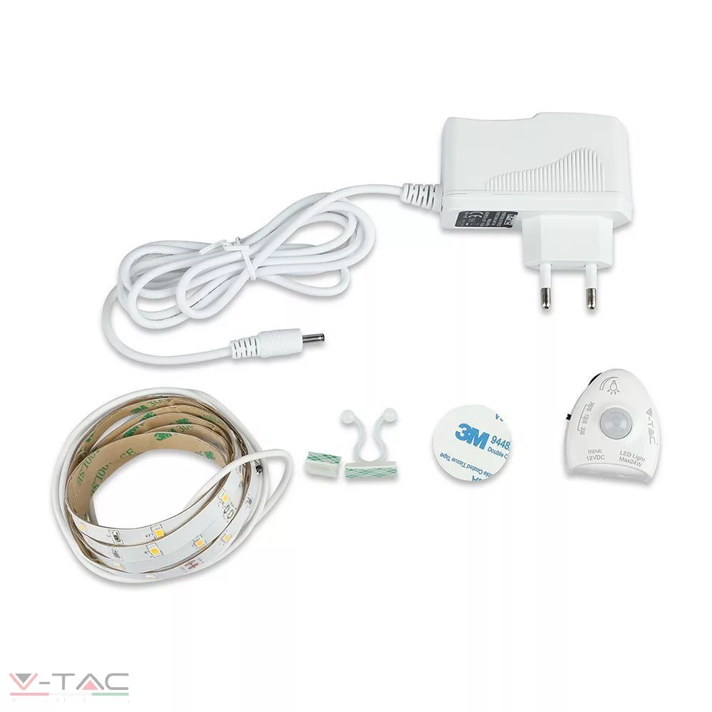 LED szalag szett alkonykapcsolós mozgásérzékelővel és tápegységgel 120 cm 4000K - 212549 V-TAC LED szalag szett alkonykapcsolós mozgásérzékelővel és tápegységgel 120 cm 4000K - 212549 V-TAC