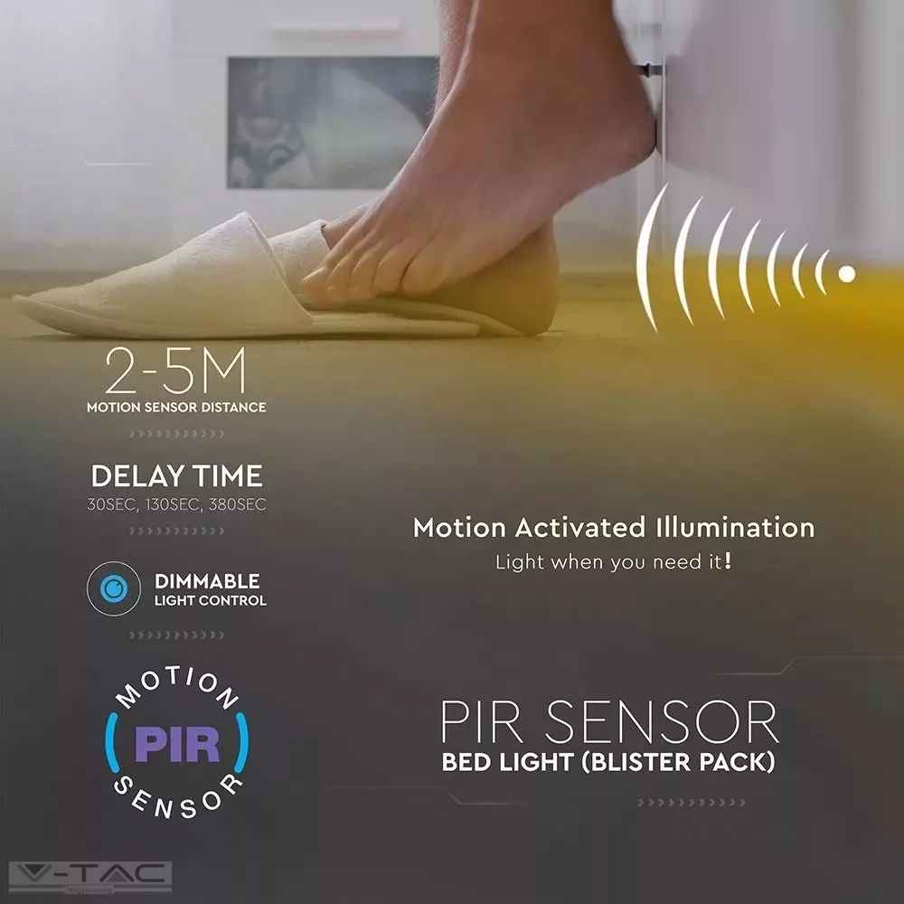 LED szalag szett alkonykapcsolós mozgásérzékelővel és tápegységgel 120 cm 4000K - 212549 V-TAC LED szalag szett alkonykapcsolós mozgásérzékelővel és tápegységgel 120 cm 4000K - 212549 V-TAC