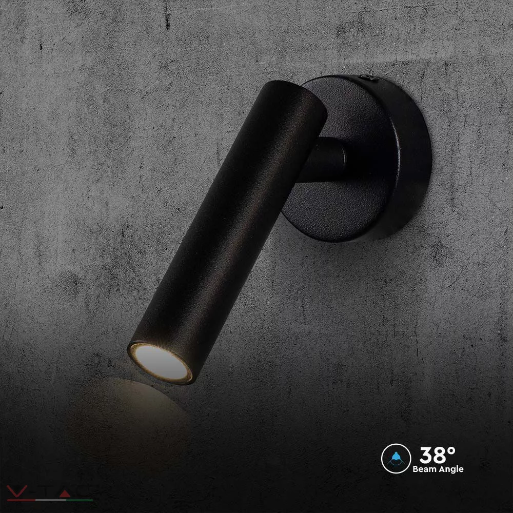 HelloLED 2W LED fali spotlámpa fekete HelloLED 2W LED fali spotlámpa fekete