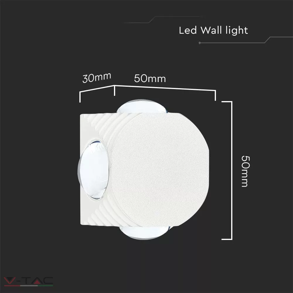 4W LED fali lámpa 4 irányú fehér IP54 4W LED fali lámpa 4 irányú fehér IP54