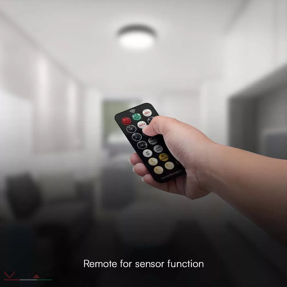 18W LED Mennyezeti lámpa kör mikrohullámú érzékelővel fekete IP44 18W LED Mennyezeti lámpa kör mikrohullámú érzékelővel fekete IP44