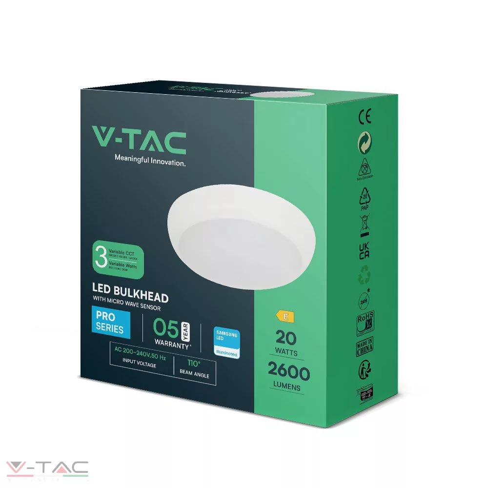 8W/16W/20W LED Mennyezeti lámpa beépített érzékelővel SAMSUNG chip IP65 - 804-24 V-TAC 8W/16W/20W LED Mennyezeti lámpa beépített érzékelővel SAMSUNG chip IP65 - 804-24 V-TAC